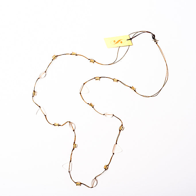 Frosted crystal long triangle necklace