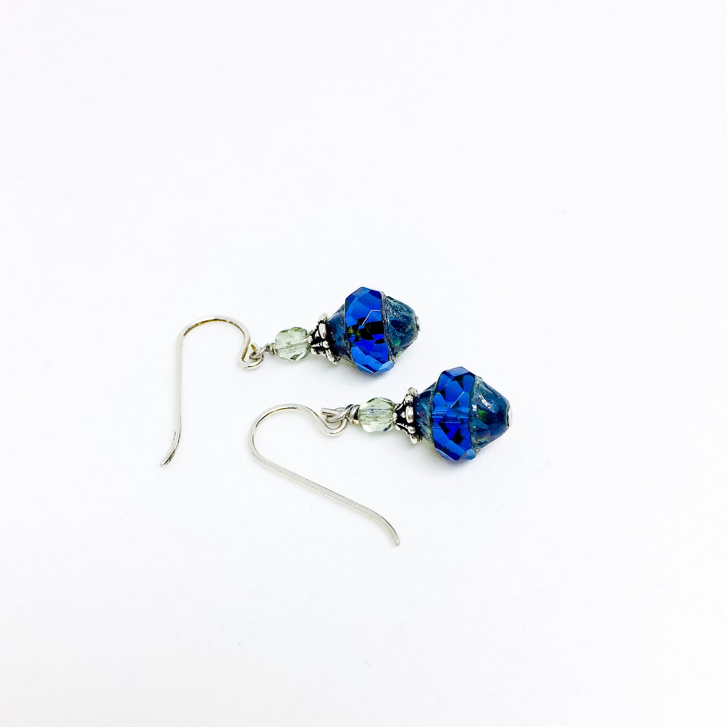Czech glass earrings cathedral faceted band capri