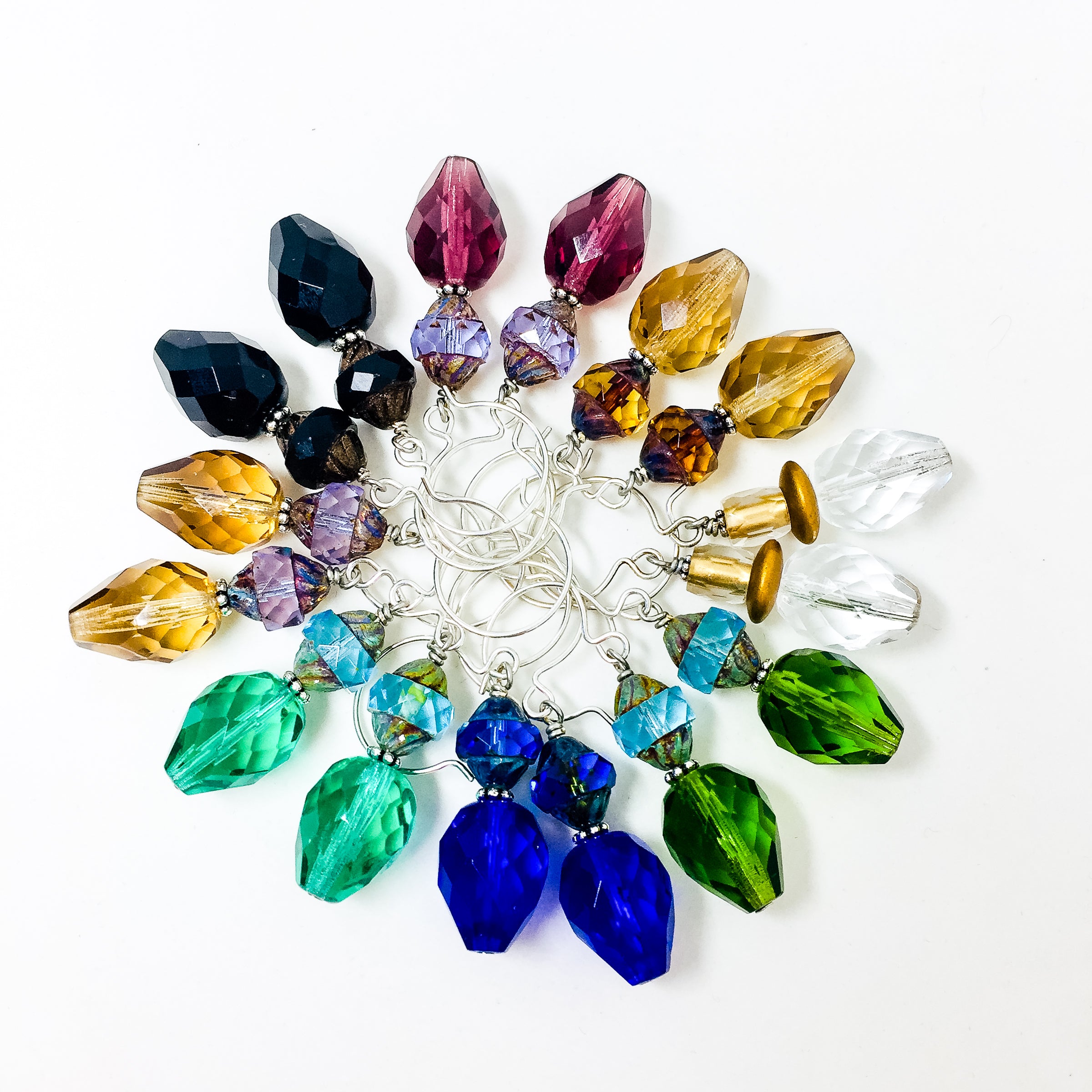 Czech glass earrings double facet all colors in circle