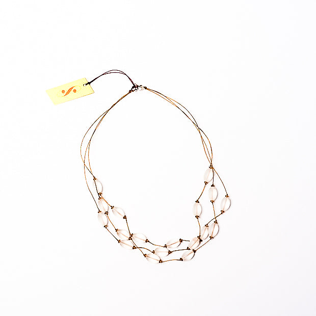 Frosted Czech glass bead multi-strand necklace in crystal