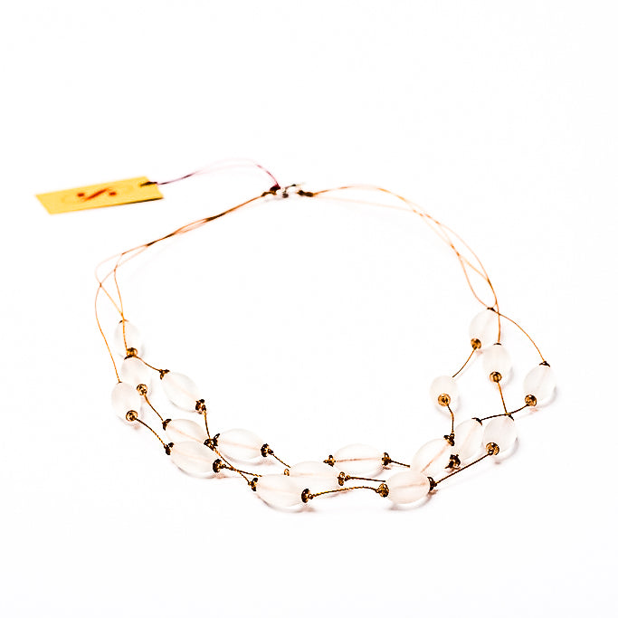Frosted Czech glass bead multi-strand necklace in crystal