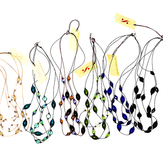 Faceted Czech glass bead multi-strand necklace in six colors