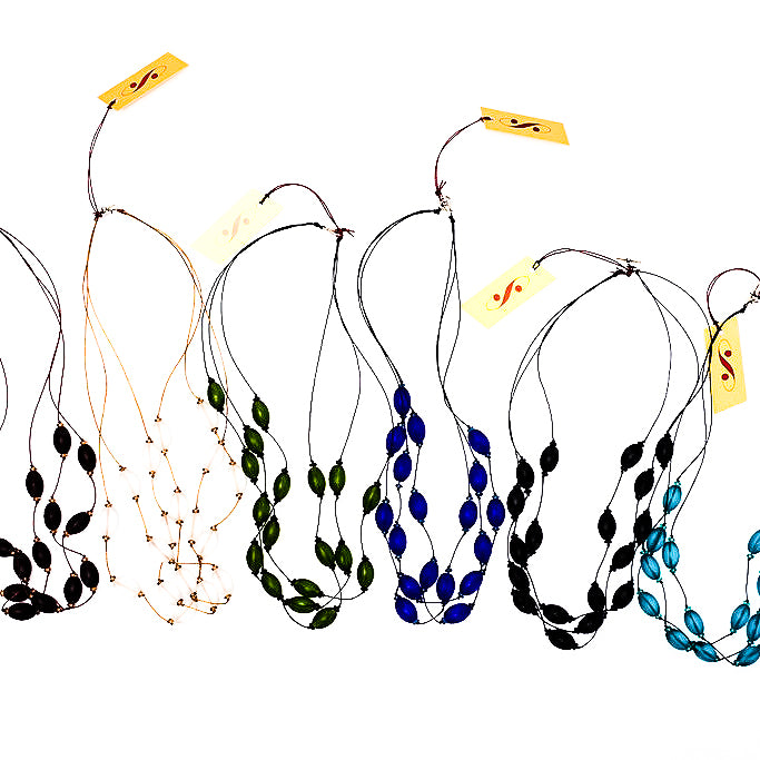Frosted Czech glass bead multi-strand necklace in six colors