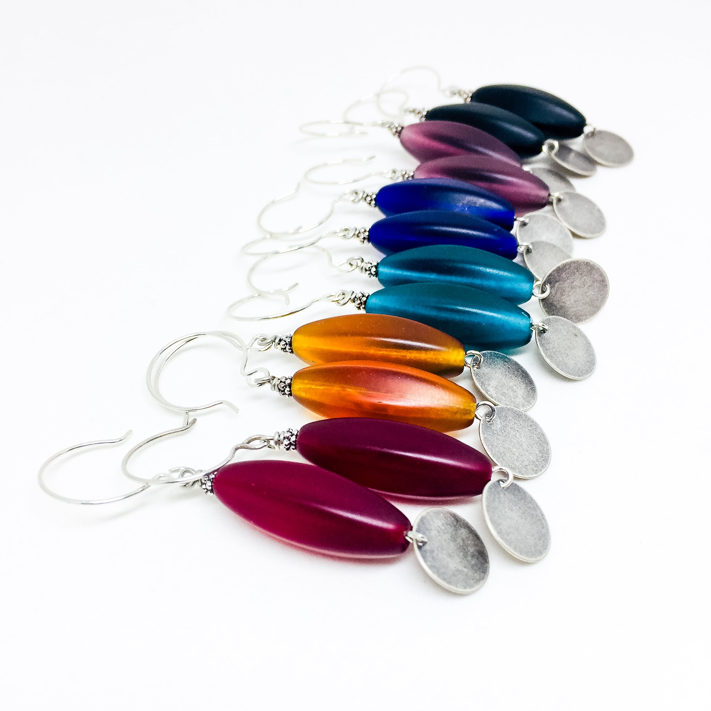 Frosted Czech glass bead drop earrings in all colors