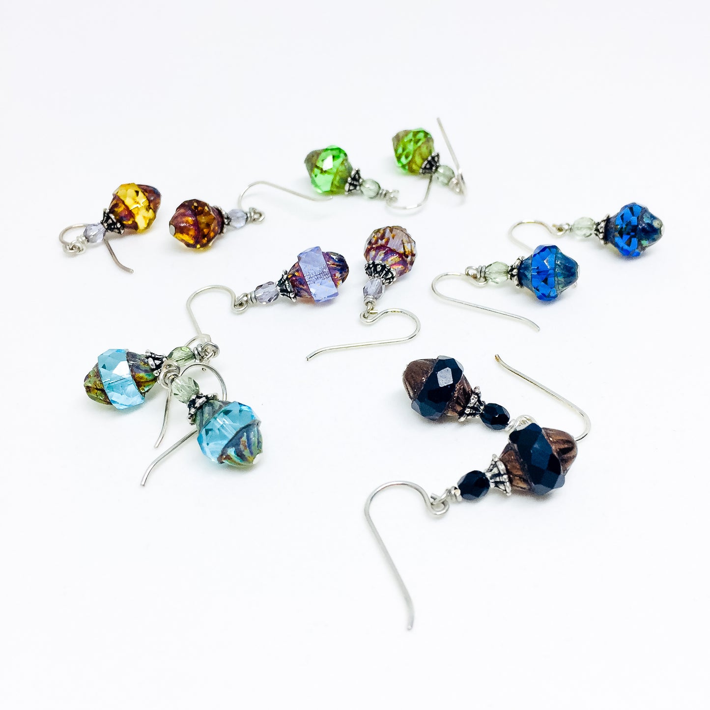 Czech glass earrings cathedral faceted band all colors