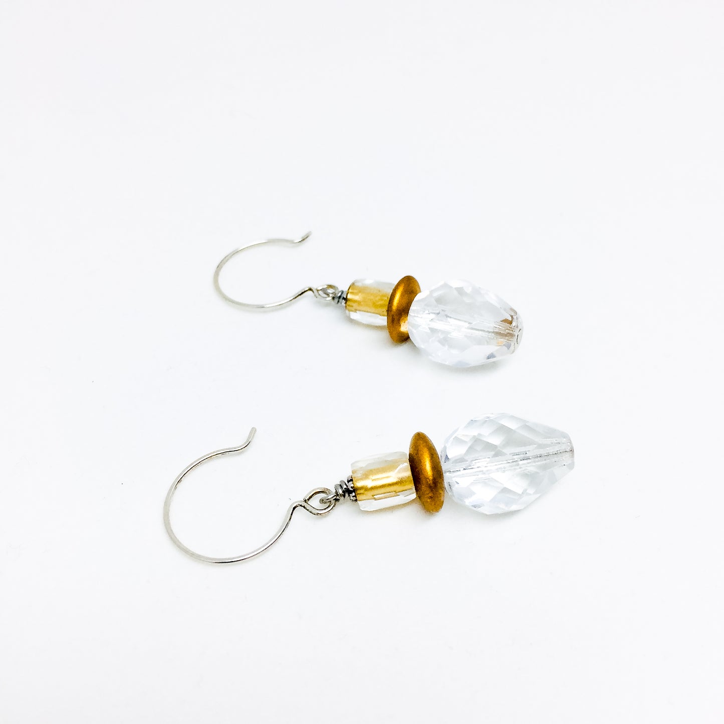 Czech glass earrings double facet crystal