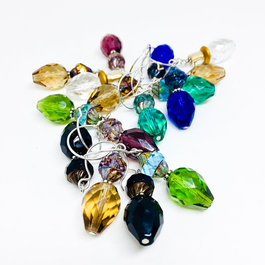 Czech glass earrings double facet all colors